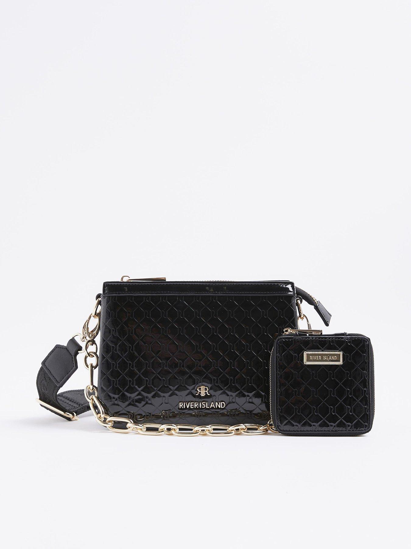 undefined Small Monogram Chain Cross Body Bag - Black