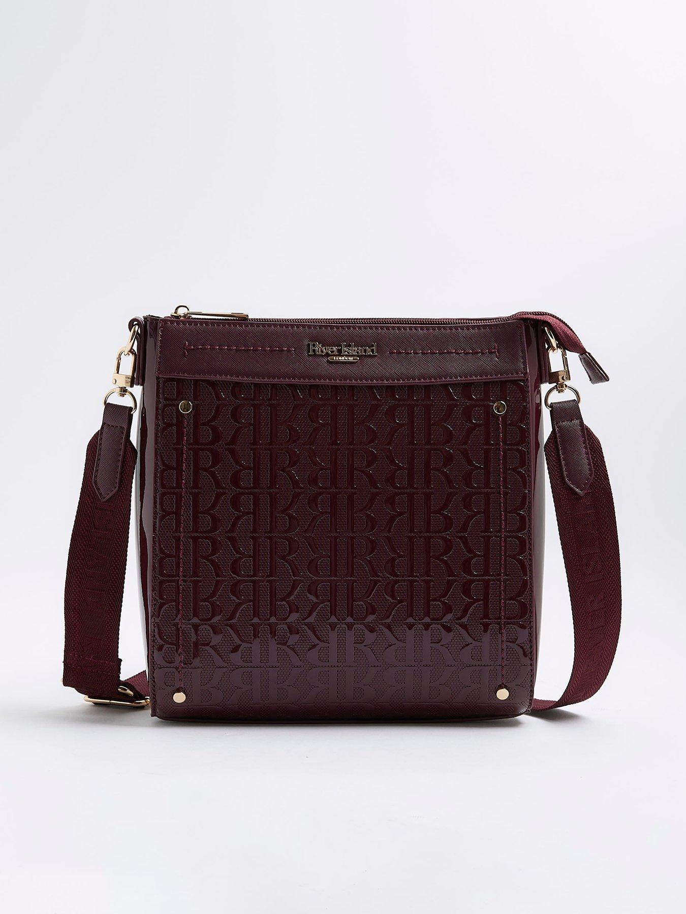 undefined Patent Monogram Print Messenger Bag - Red