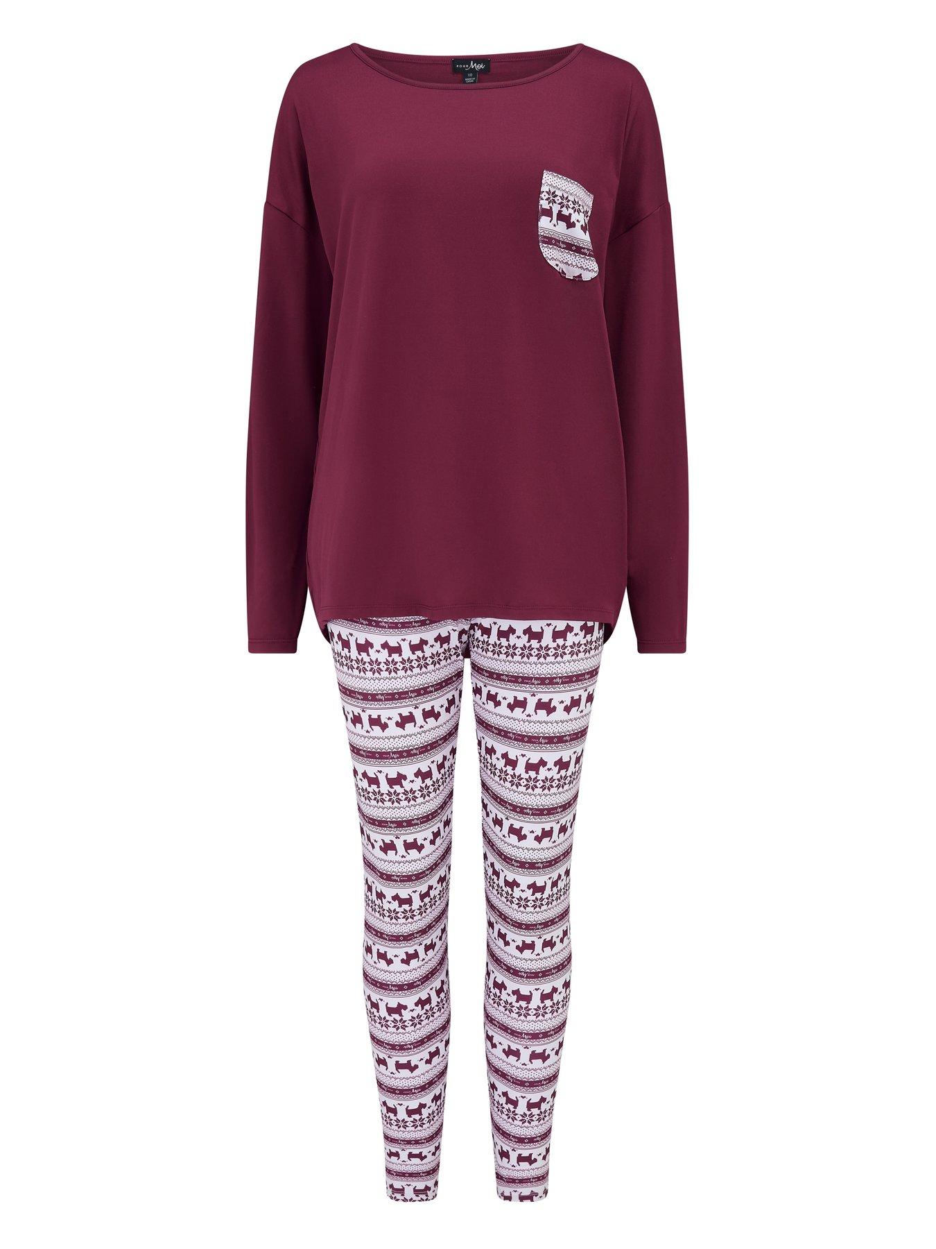 Image 3 of 4 of Pour Moi Soft Touch Jersey Fairisle Legging Pyjama Set
