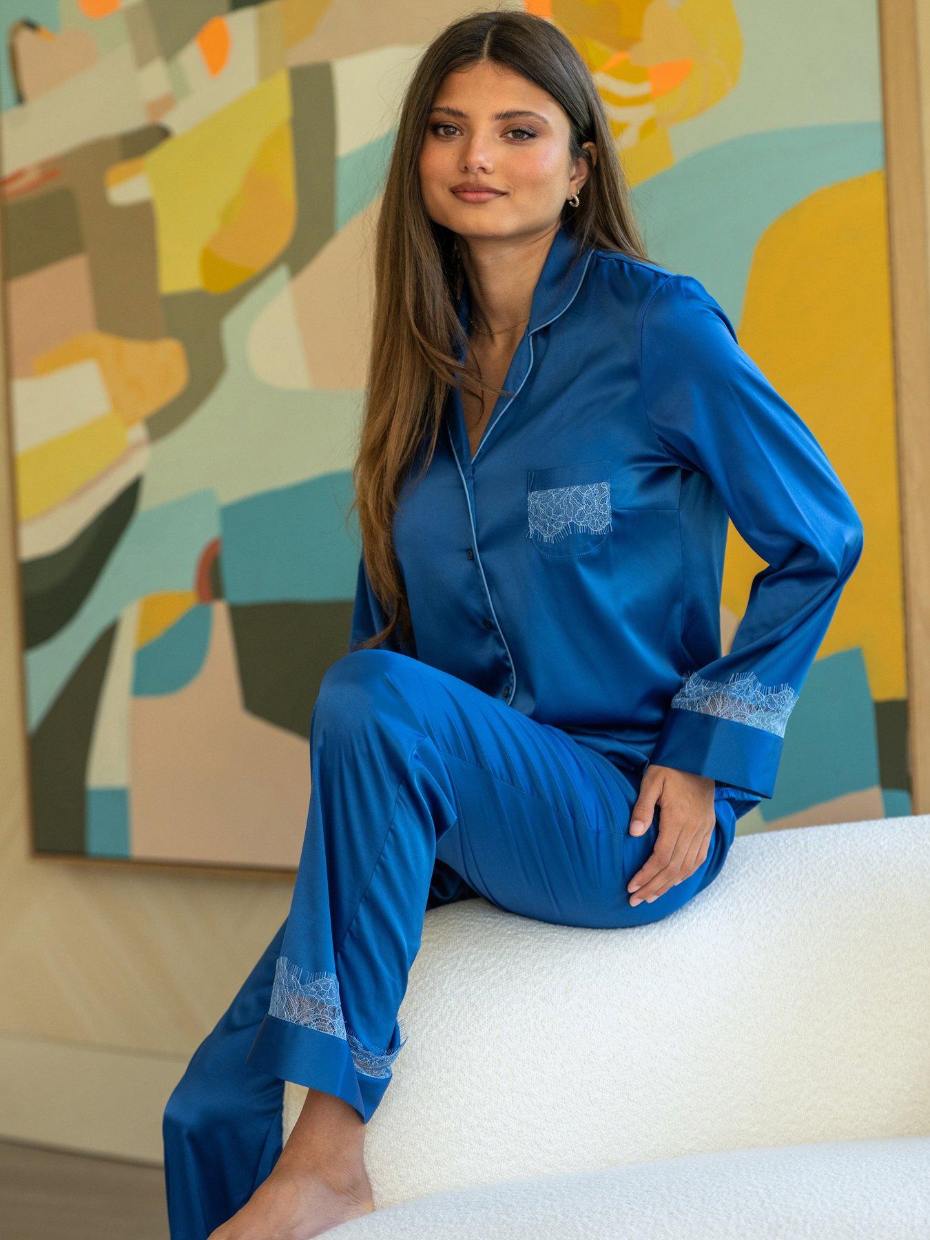 undefined Dusk Satin and Lace Revere Collar Pyjama Set