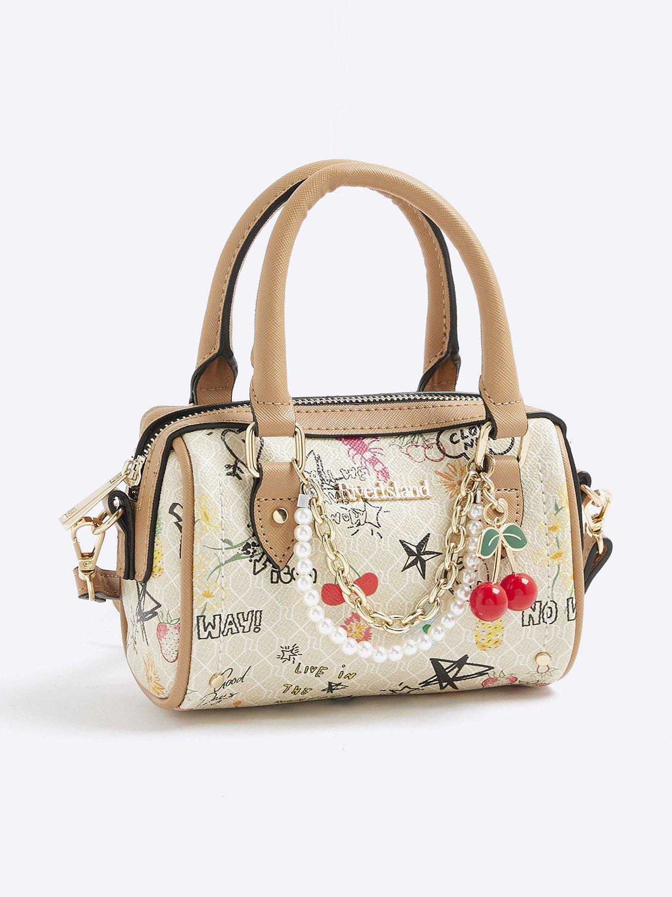 undefined Scribble Mini Cross Body Bowler Bag - Cream