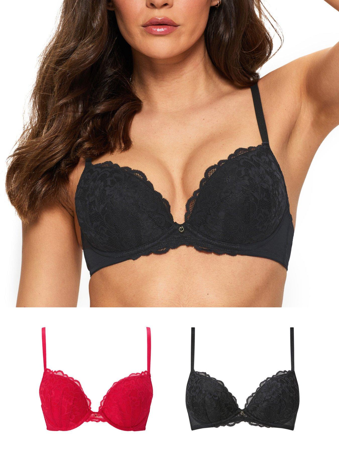 Image 1 of 4 of Ann Summers Sexy Lace Padded Plunge 2 Pack