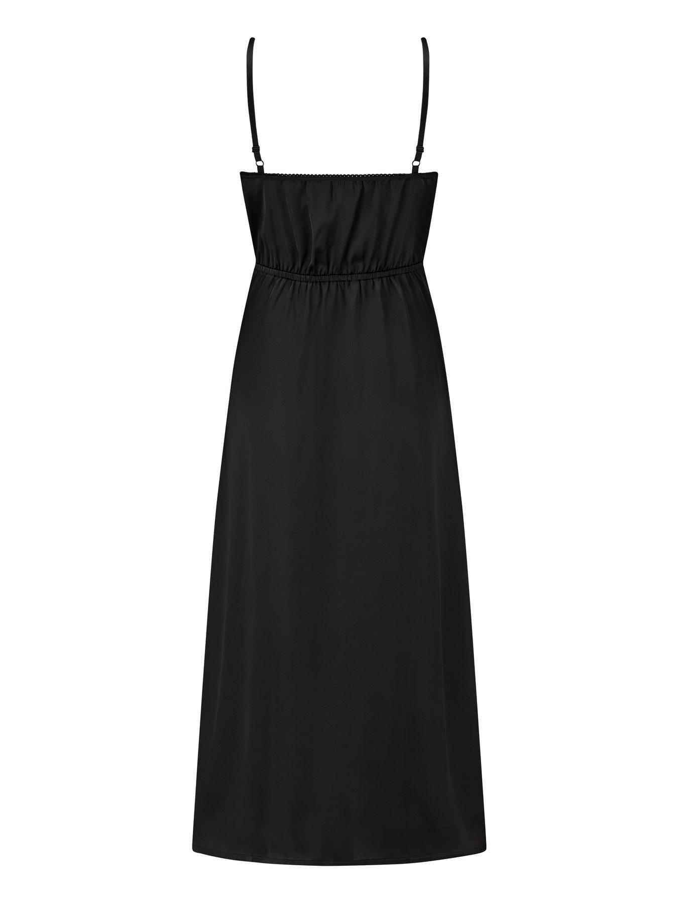  image of pour-moi-dusk-satin-amp-lace-plunge-midi-chemise