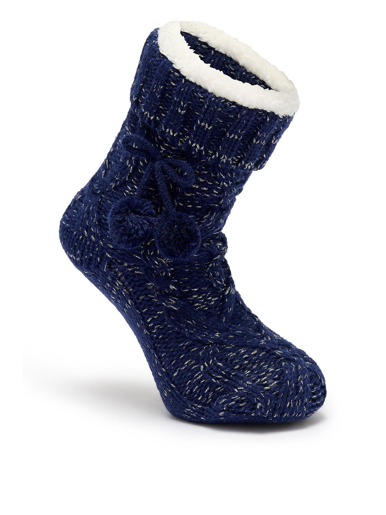 undefined Cosy Cable Knit Lined Slipper Sock