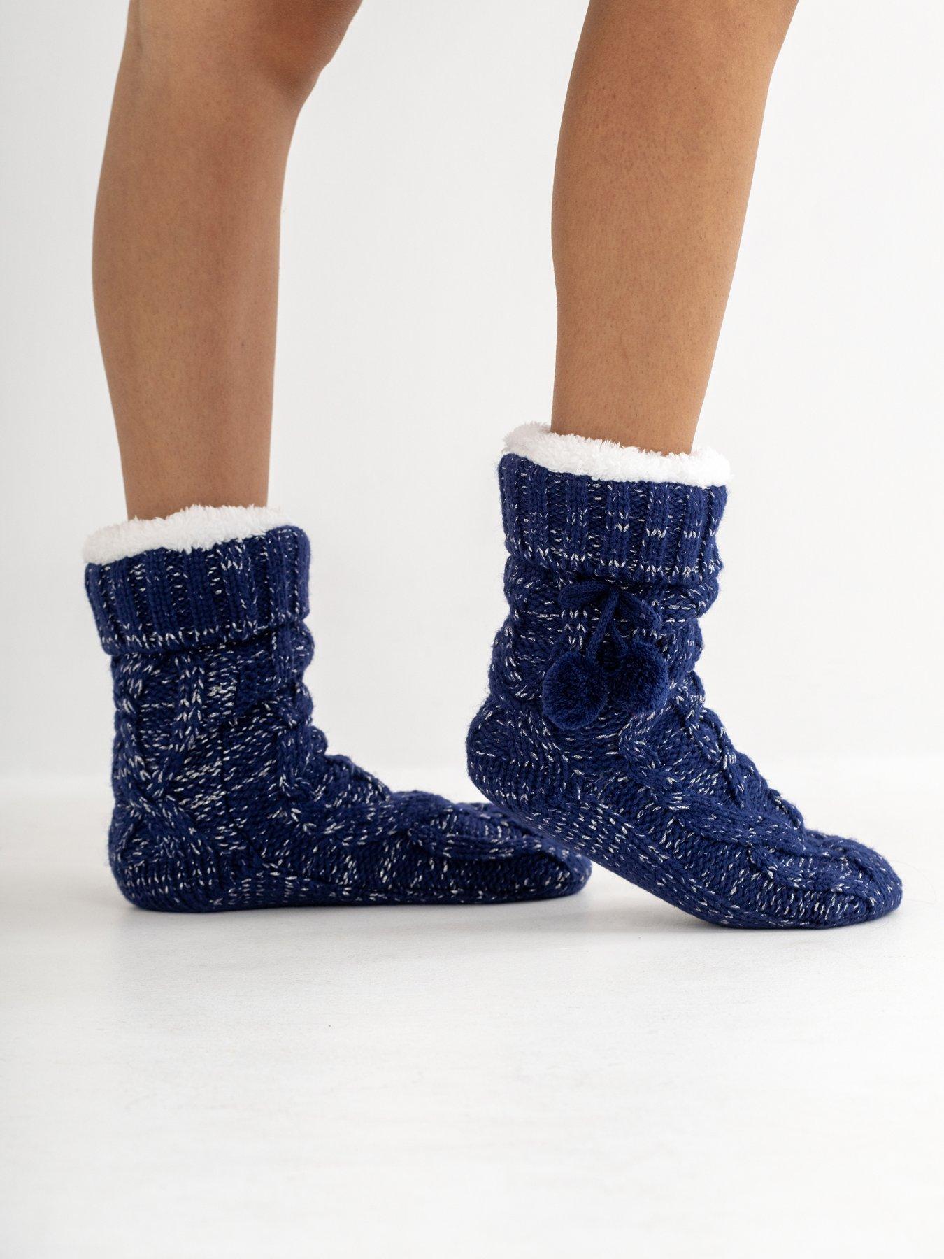 Image 3 of 4 of Pour Moi Cosy Cable Knit Lined Slipper Sock