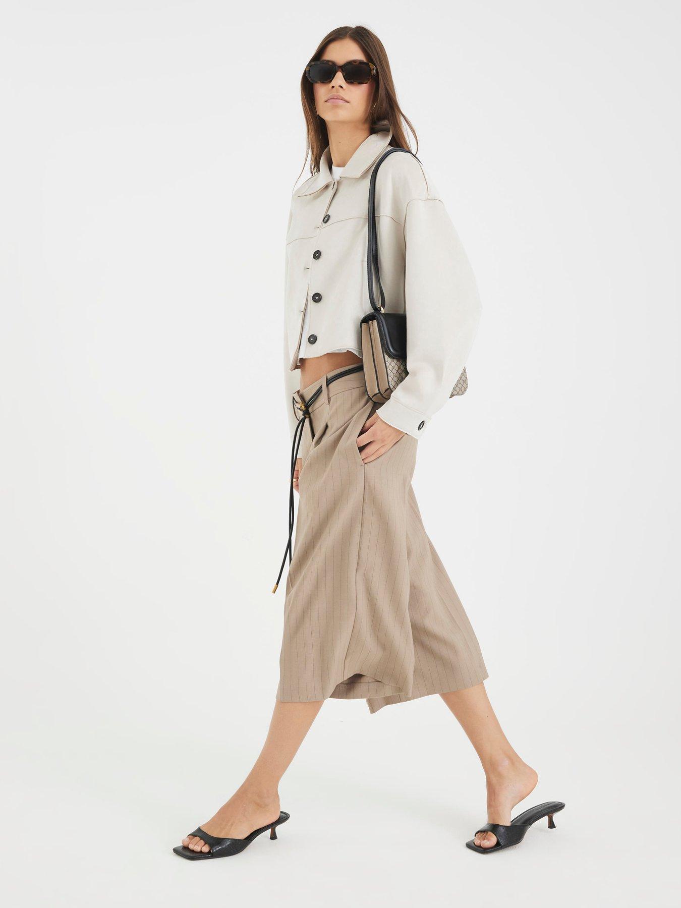 Image 4 of 4 of River Island Faux Suede Overshirt - Natural