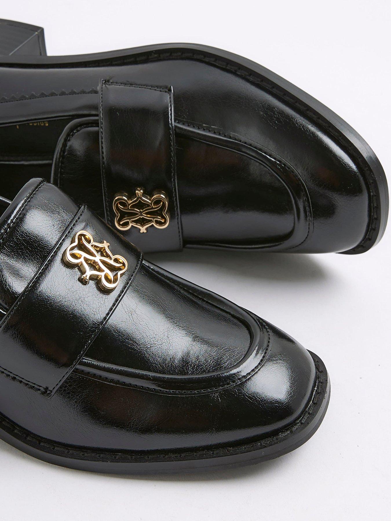 Image 5 of 5 of River Island Block Heel Loafers - Black
