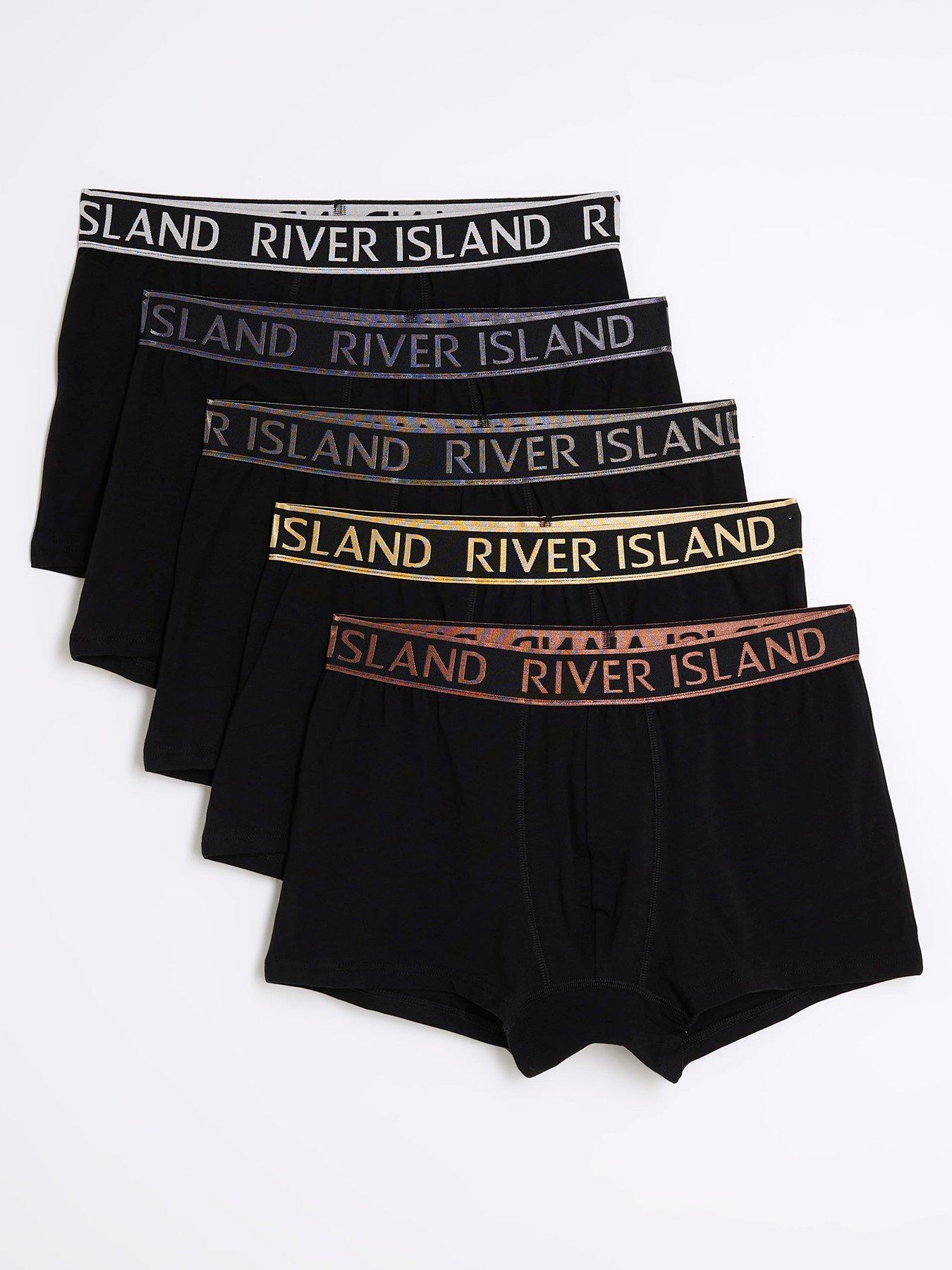 river-island-metallic-ri-pack-of-5-trunks-black