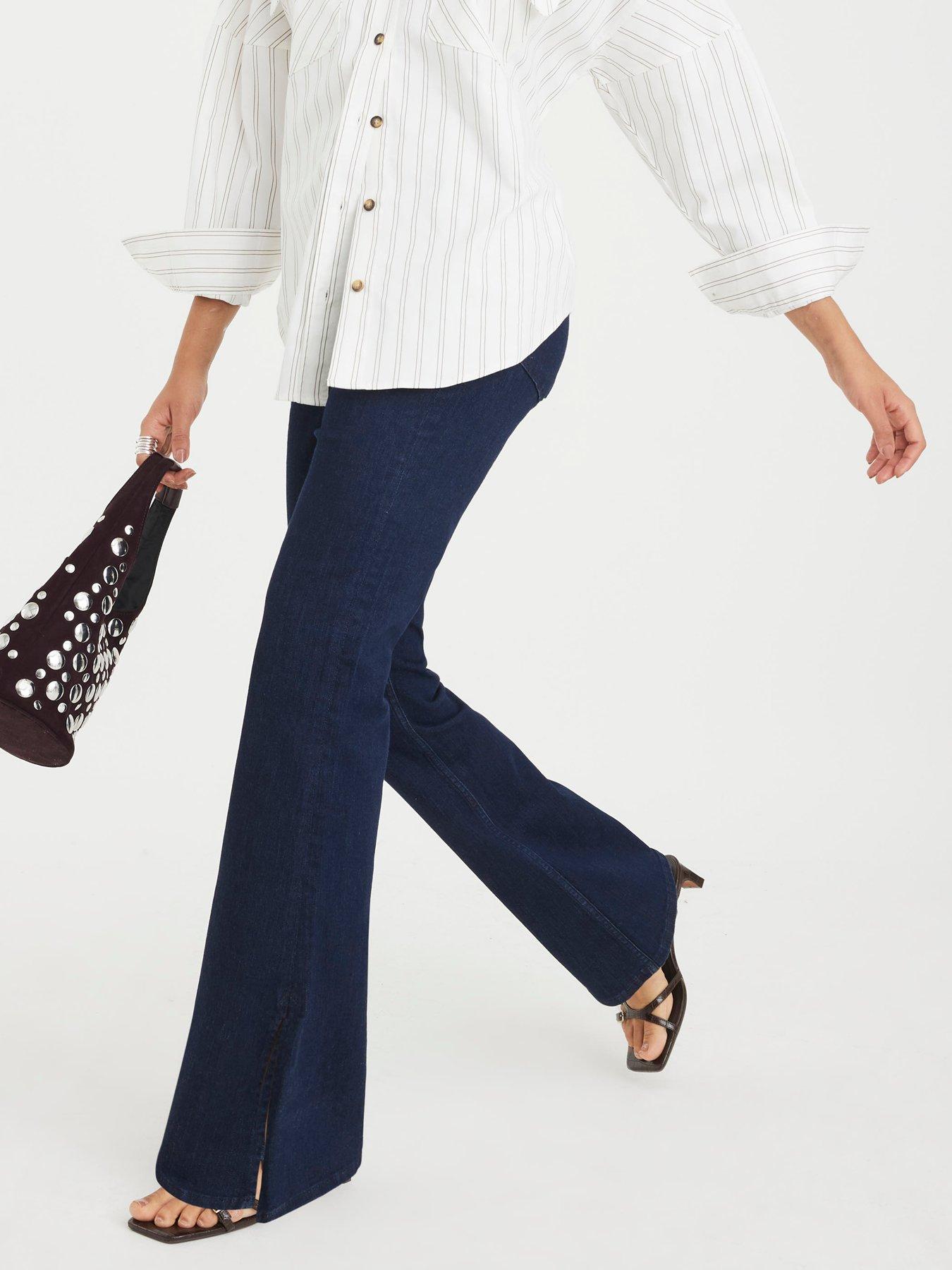 undefined Indigo High Rise Flared Jeans - Blue