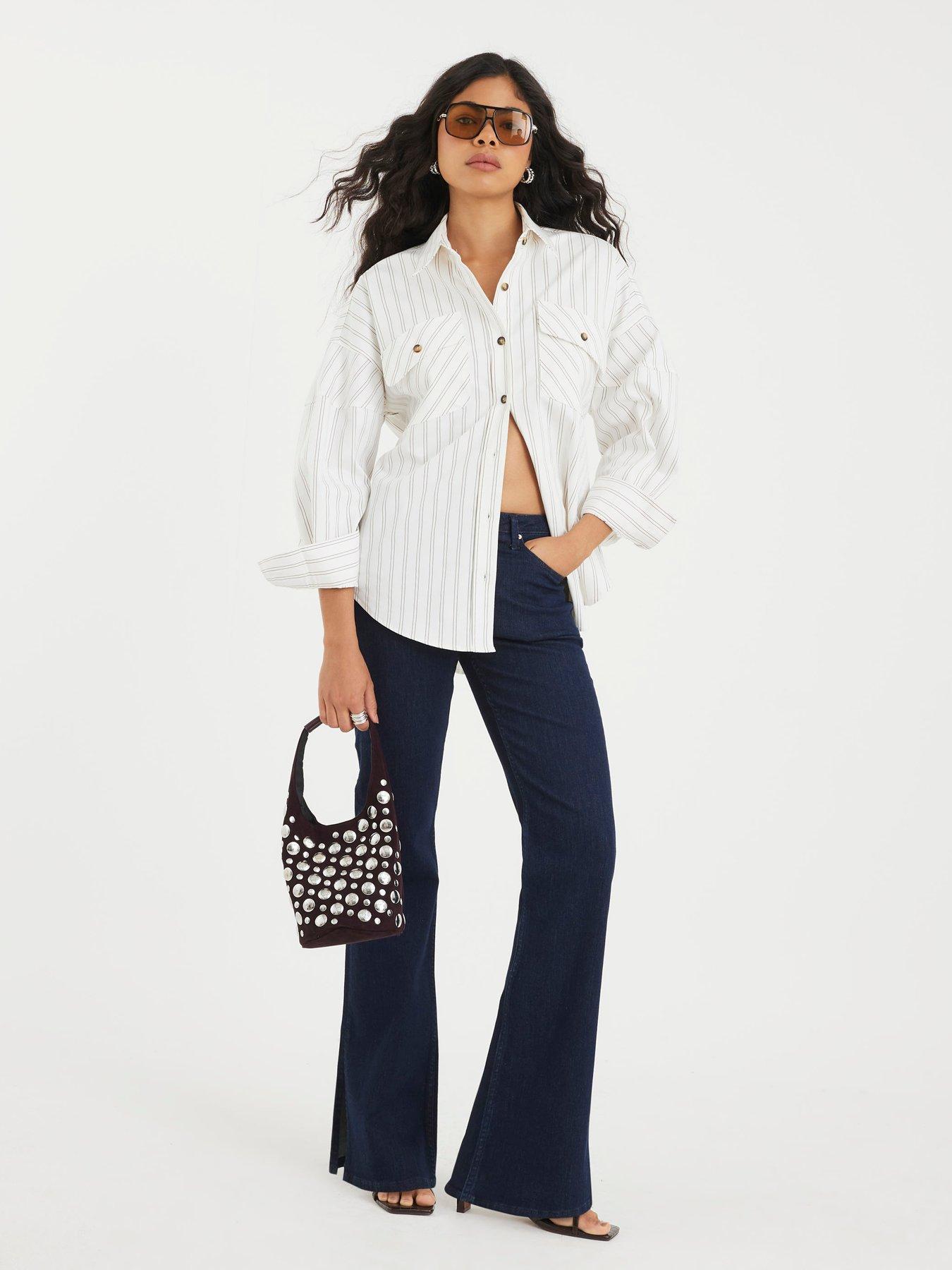Image 3 of 4 of River Island Indigo High Rise Flared Jeans - Blue