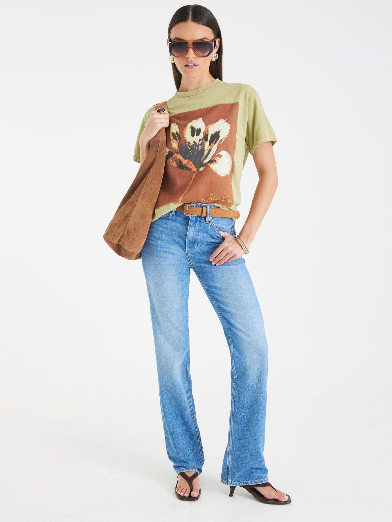 Image 3 of 4 of River Island Short Sleeve Floral Print T-shirt - Green
