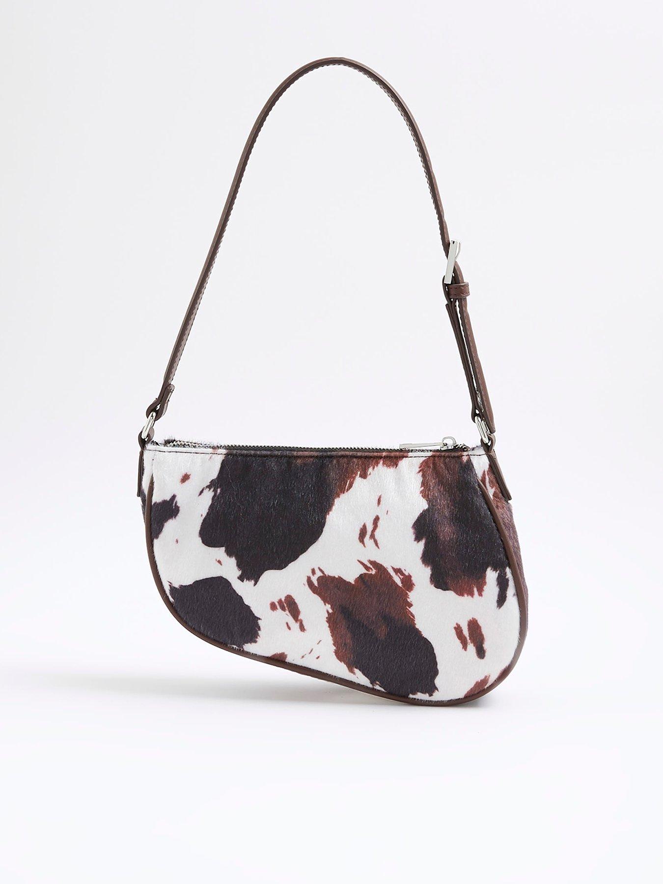 undefined Cow Print Shoulder Bag - Brown