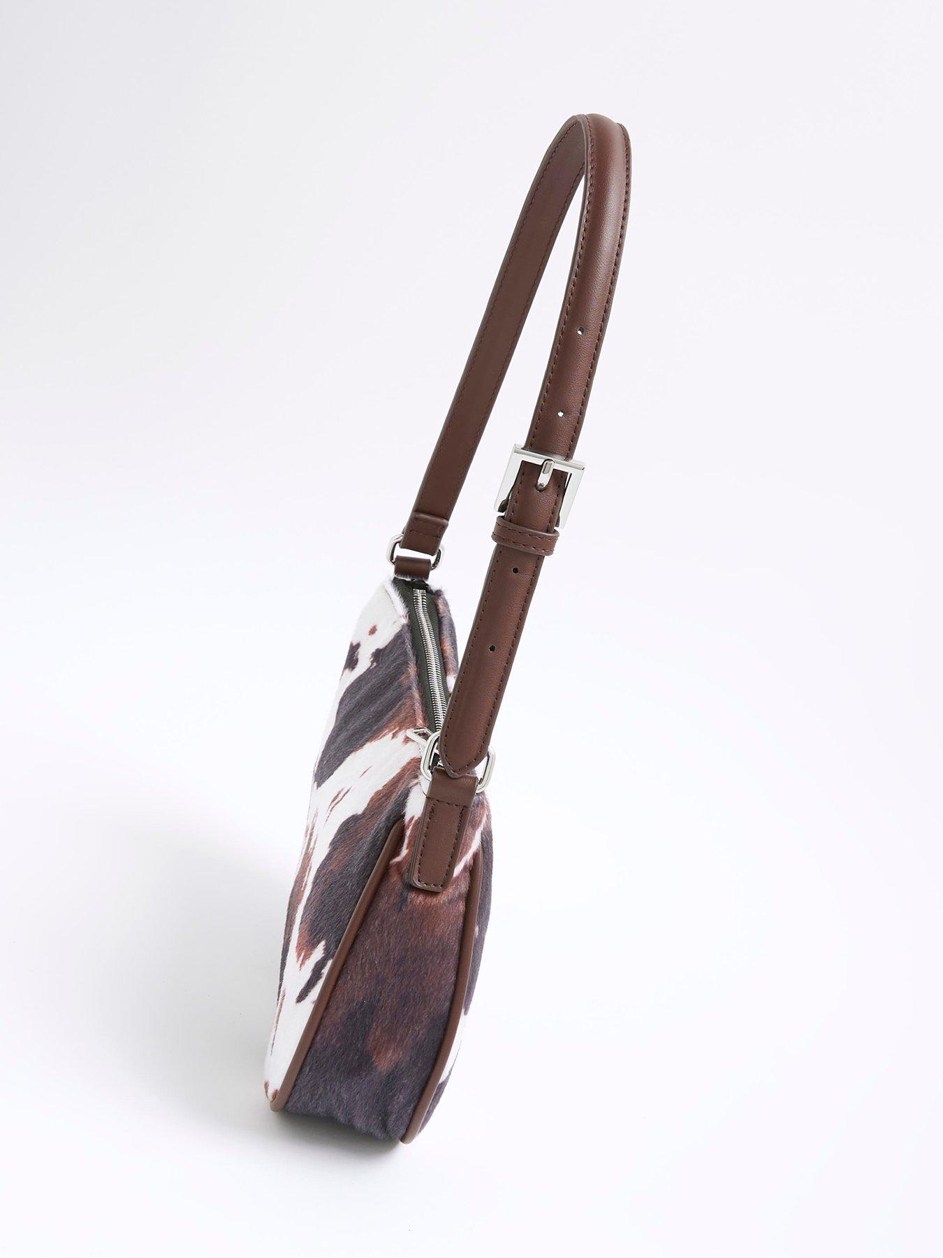 Image 5 of 5 of River Island Cow Print Shoulder Bag - Brown