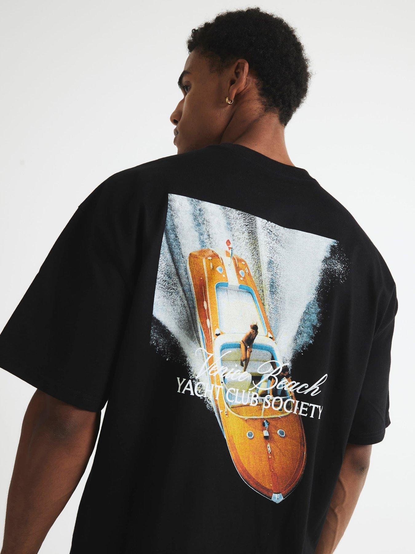 Image 1 of 4 of River Island Yacht Club Society T-shirt - Black