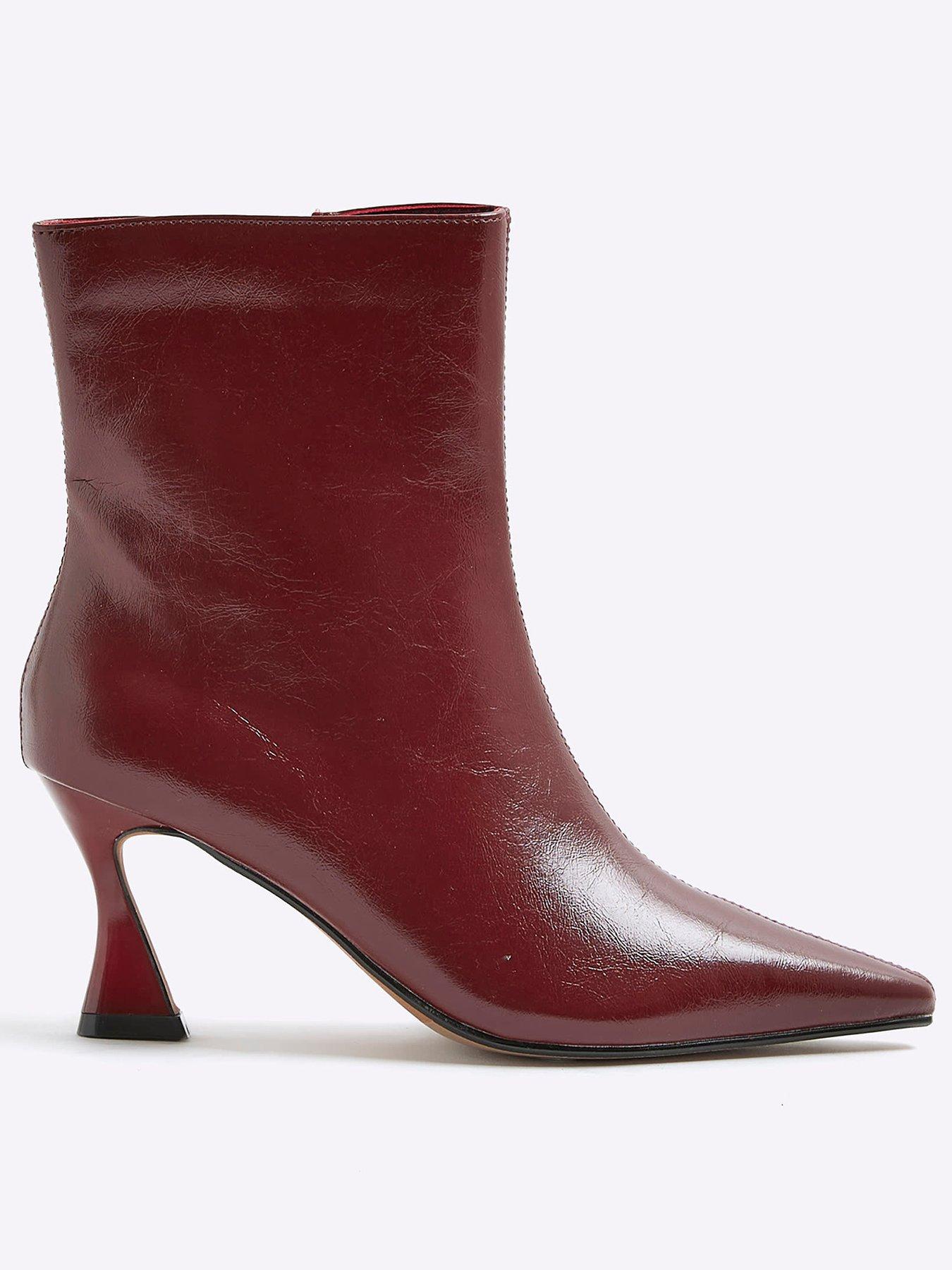 undefined Chisel Toe Ankle Heeled Boots - Red