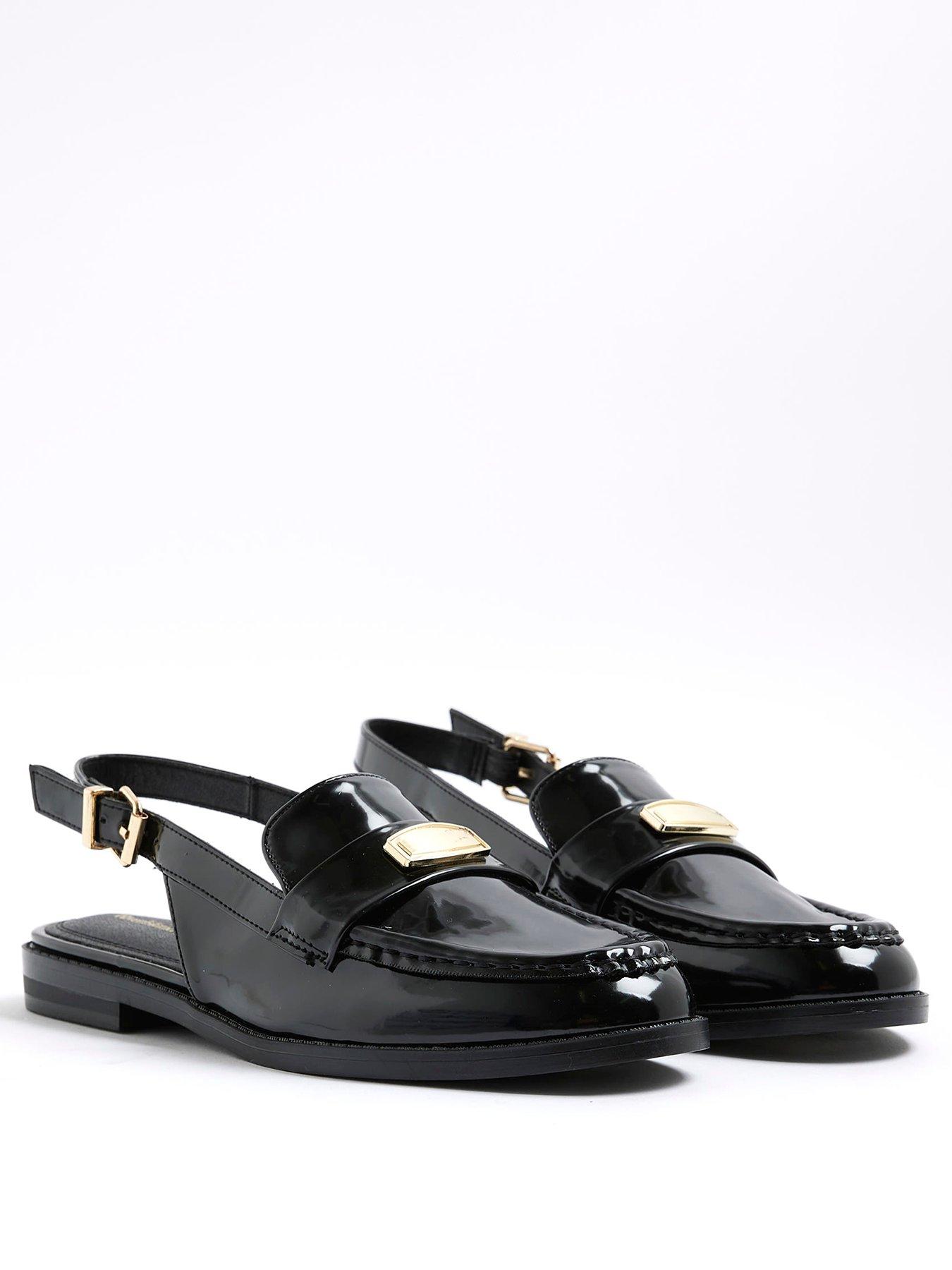 Image 2 of 5 of River Island Slingback Loafers - Black