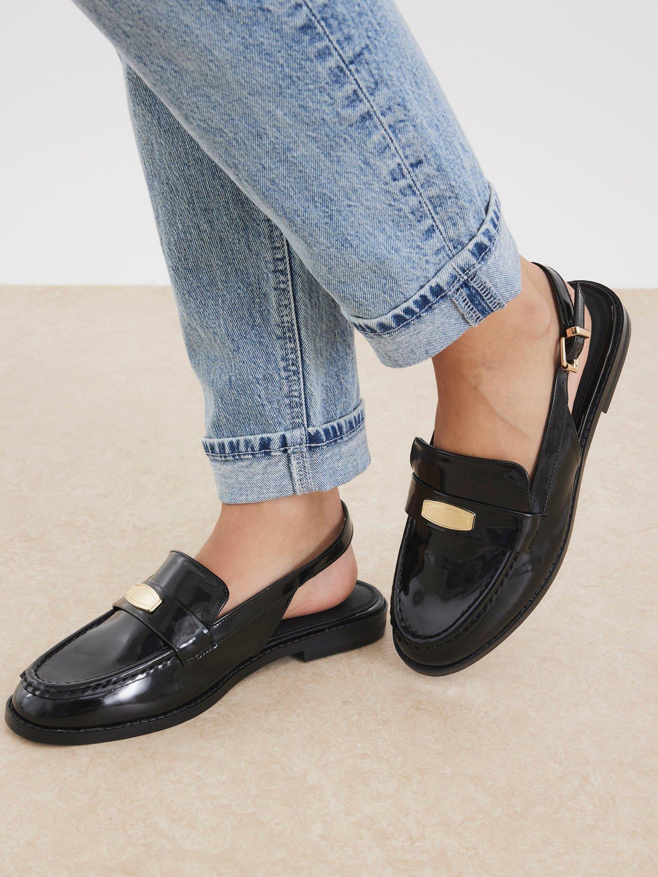 Image 4 of 5 of River Island Slingback Loafers - Black