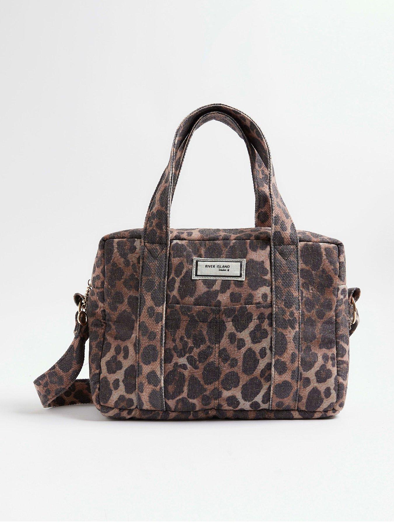 undefined Canvas Leopard Print Holdall Bag - Brown