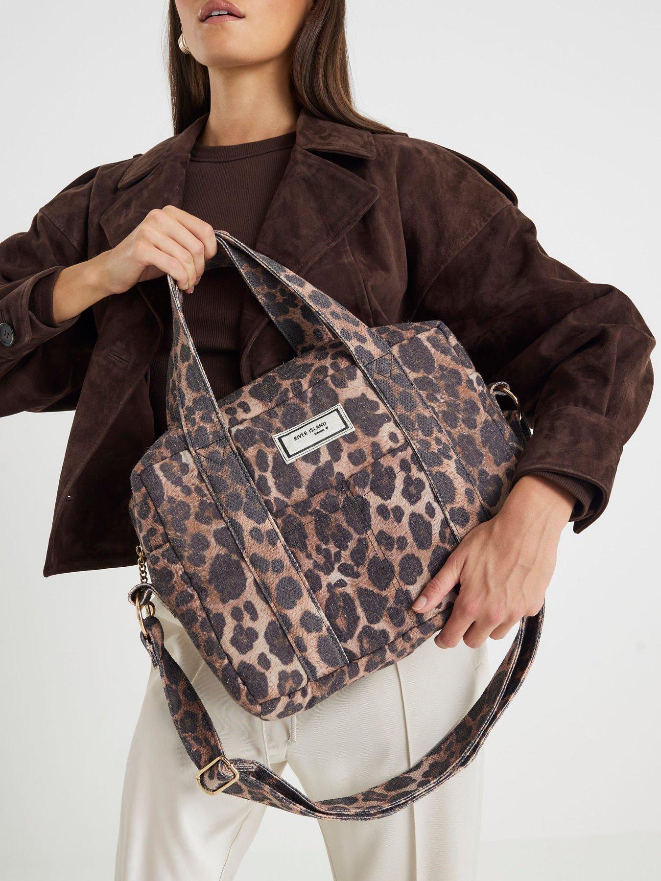 Image 2 of 5 of River Island Canvas Leopard Print Holdall Bag - Brown