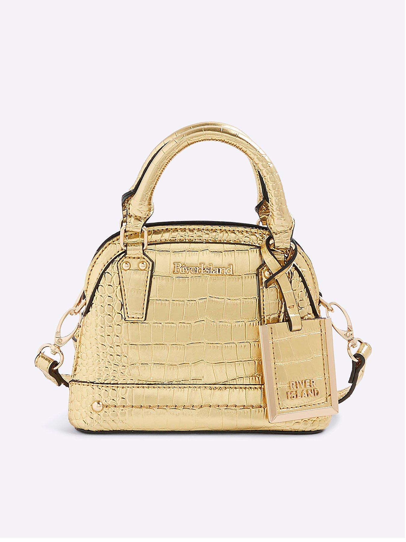 undefined Mini Croc Texture Cross Body Bag - Gold
