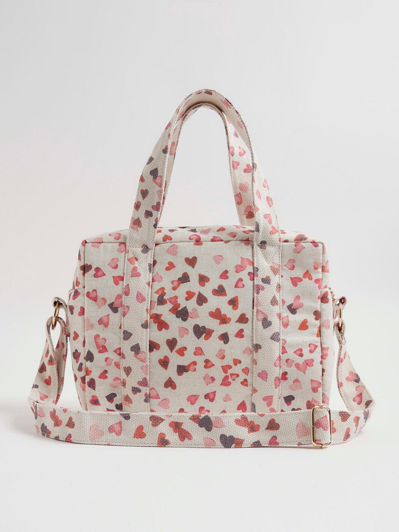 Image 3 of 5 of River Island Canvas Heart Print Holdall Bag - Cream
