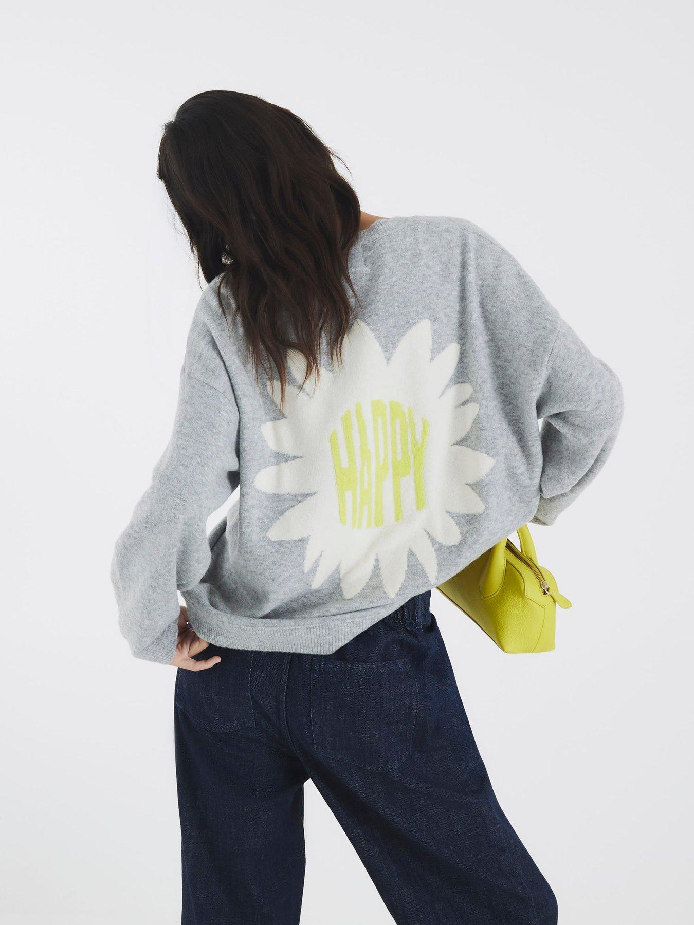 Image 2 of 4 of River Island Knitted Happy Cardigan - Grey