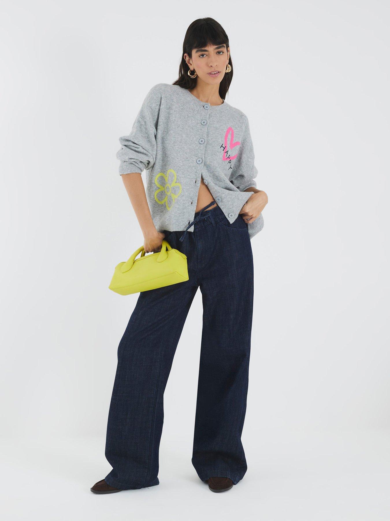 Image 3 of 4 of River Island Knitted Happy Cardigan - Grey