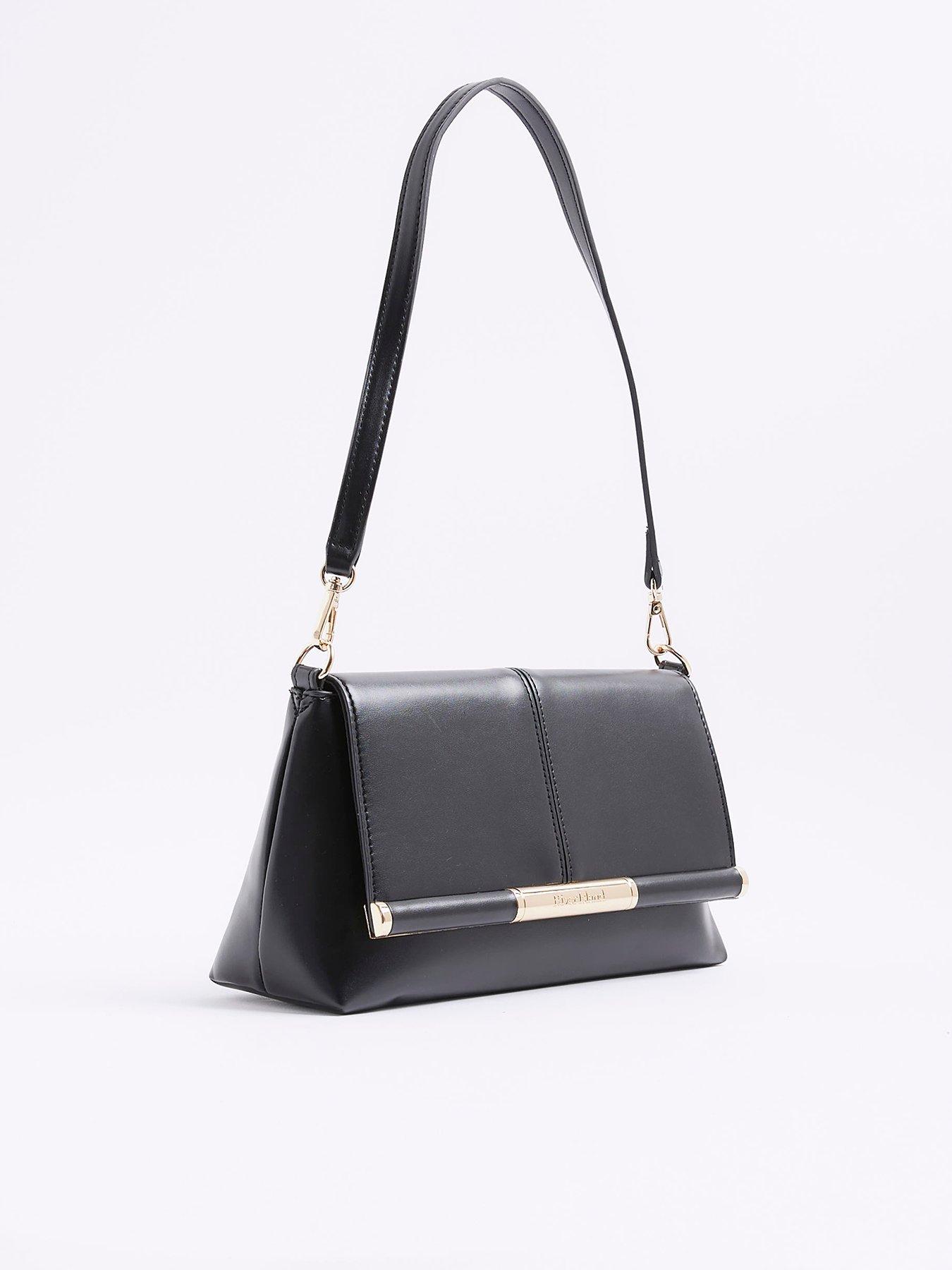 Image 1 of 5 of River Island Bar Front Clutch Bag - Black