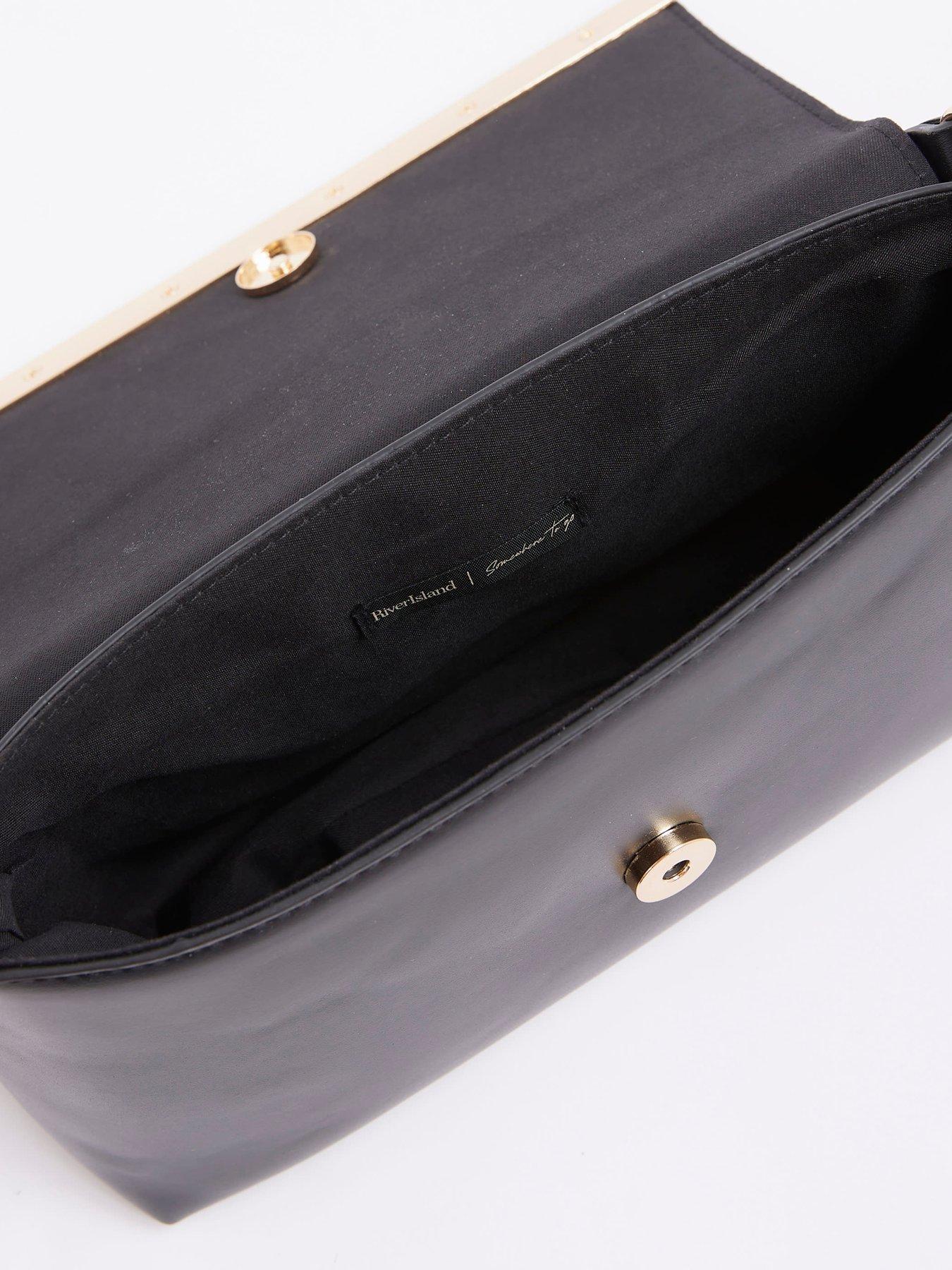 Image 5 of 5 of River Island Bar Front Clutch Bag - Black