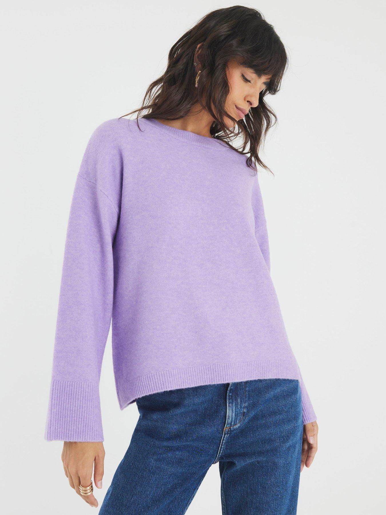 undefined Knitted Crew Neck Jumper - Purple