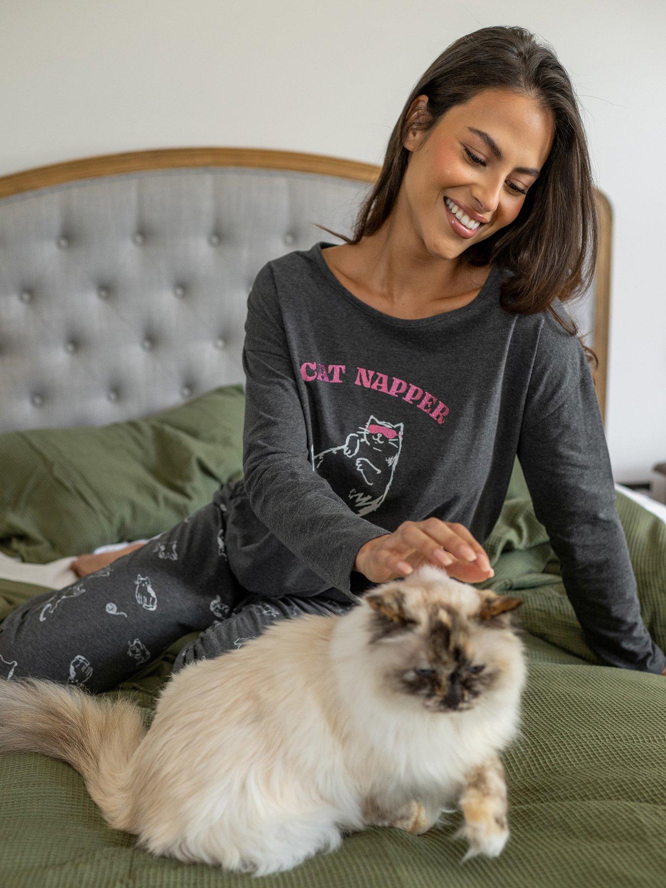  image of pour-moi-jersey-cotton-cat-pyjama-set