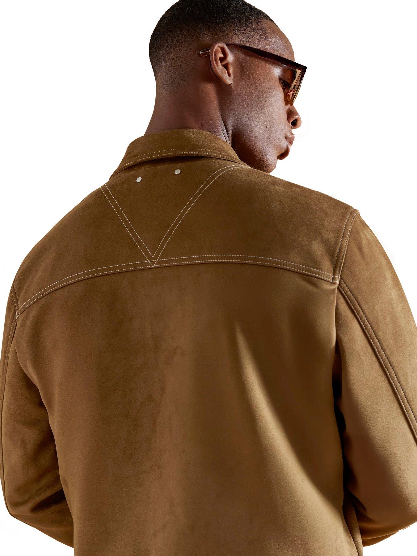 Image 2 of 4 of River Island Regular Fit Faux Suede Western Jacket - Brown