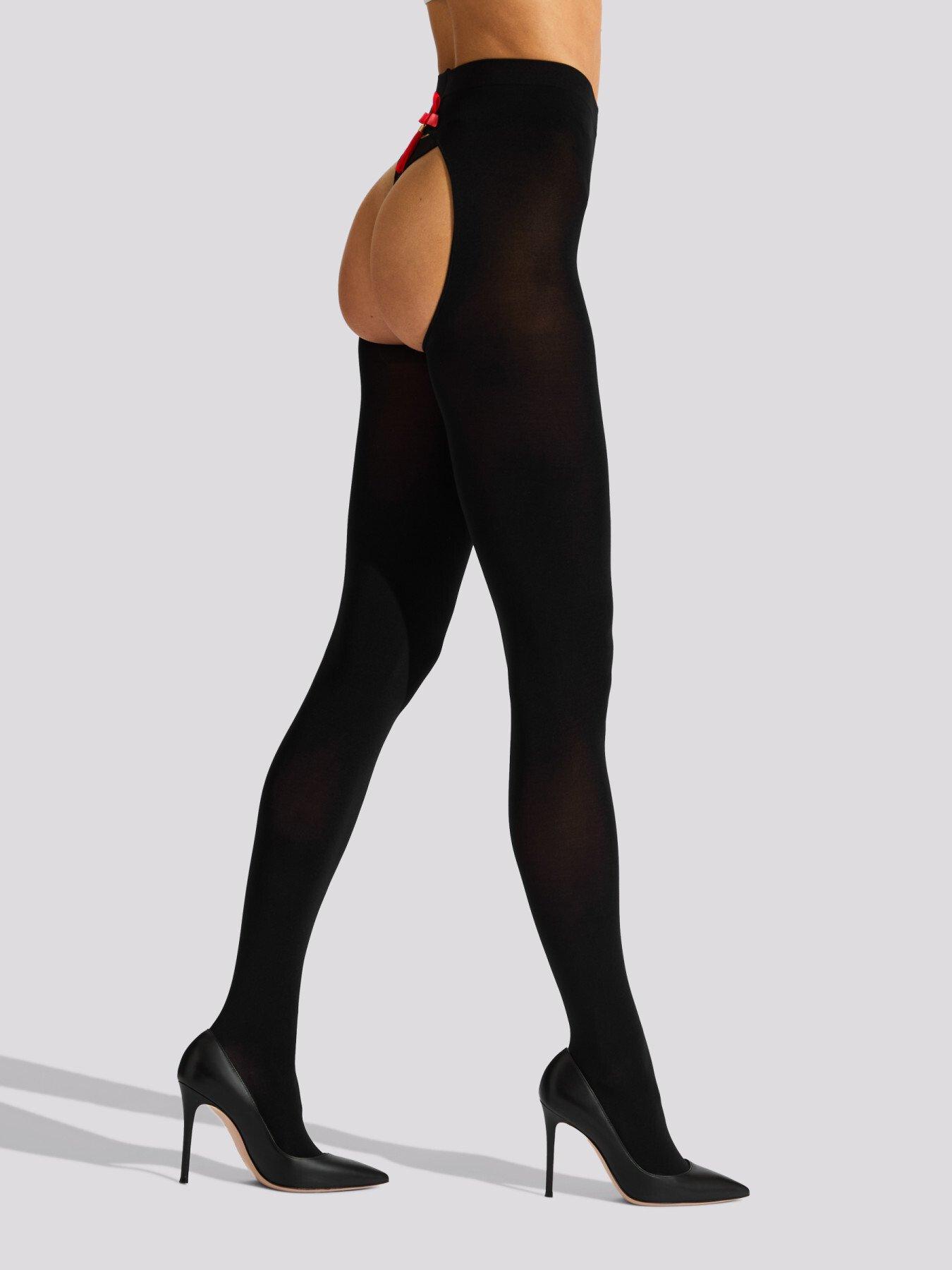 Image 3 of 3 of Ann Summers Opaque Crotchless Tassel Back Tights