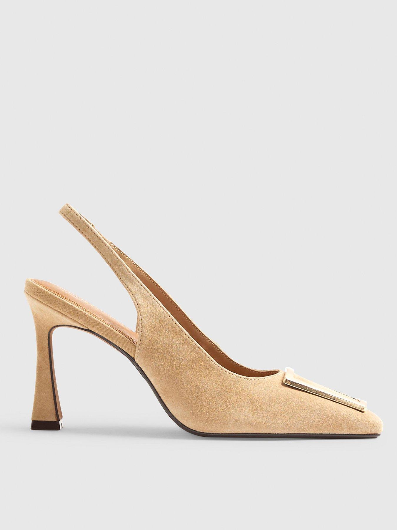 River Island Suede Slingback Court Heeled Shoes - Beige