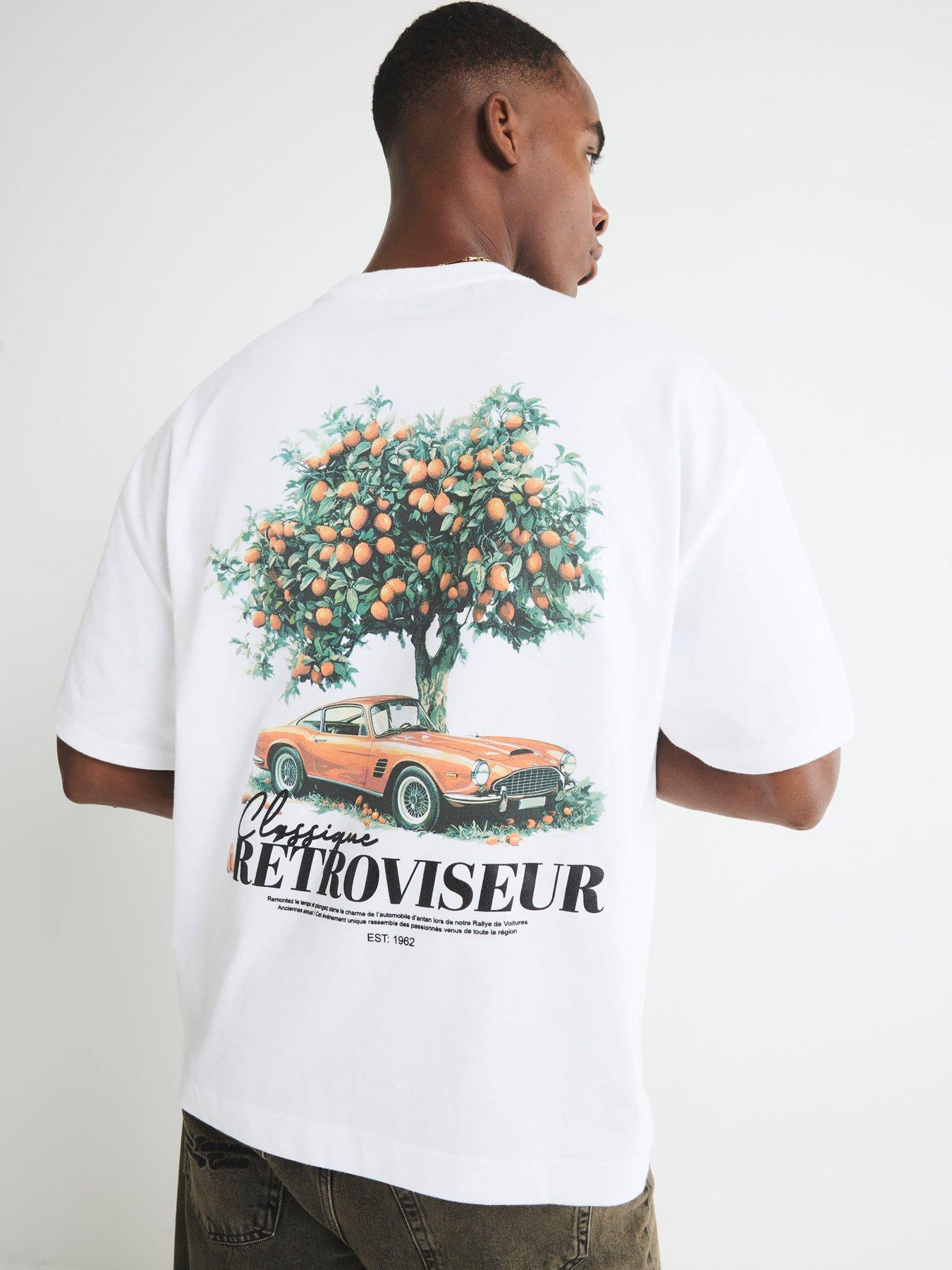 River Island Retroviseur Tree Car T-shirt - White