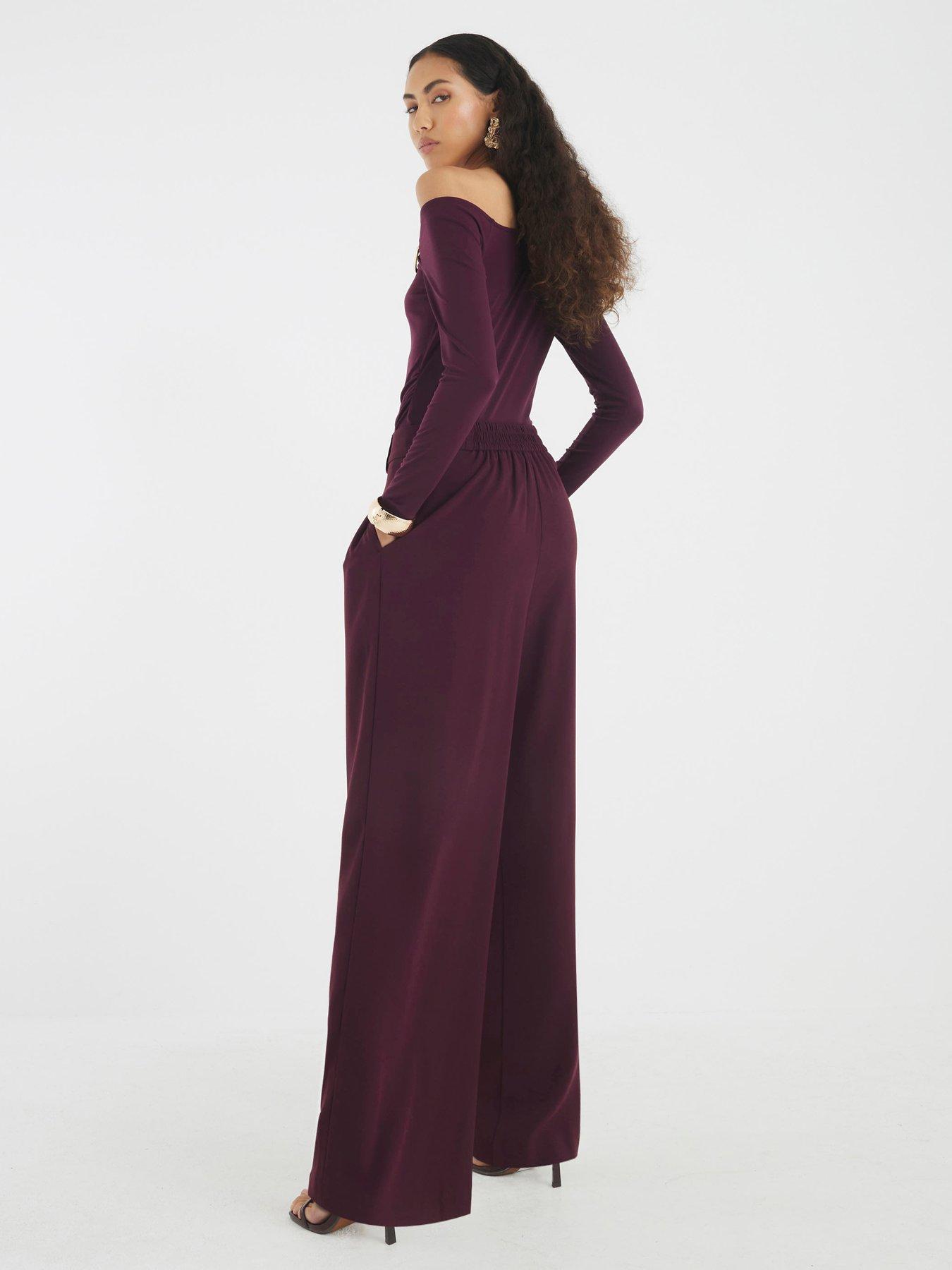  image of river-island-wide-leg-tailored-trousers-purple