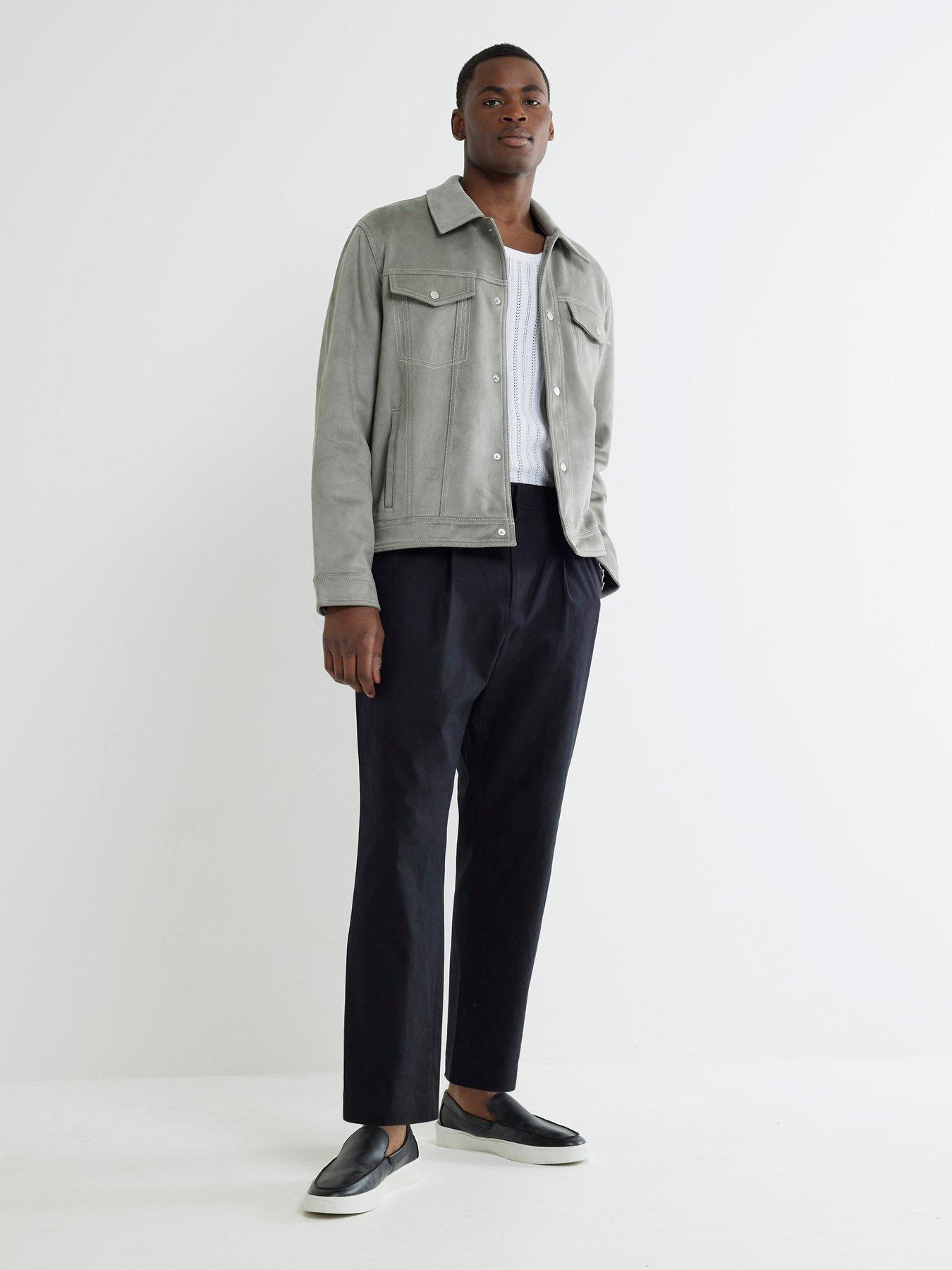Image 3 of 4 of River Island Regular Fit Faux Suede Western Jacket - Grey