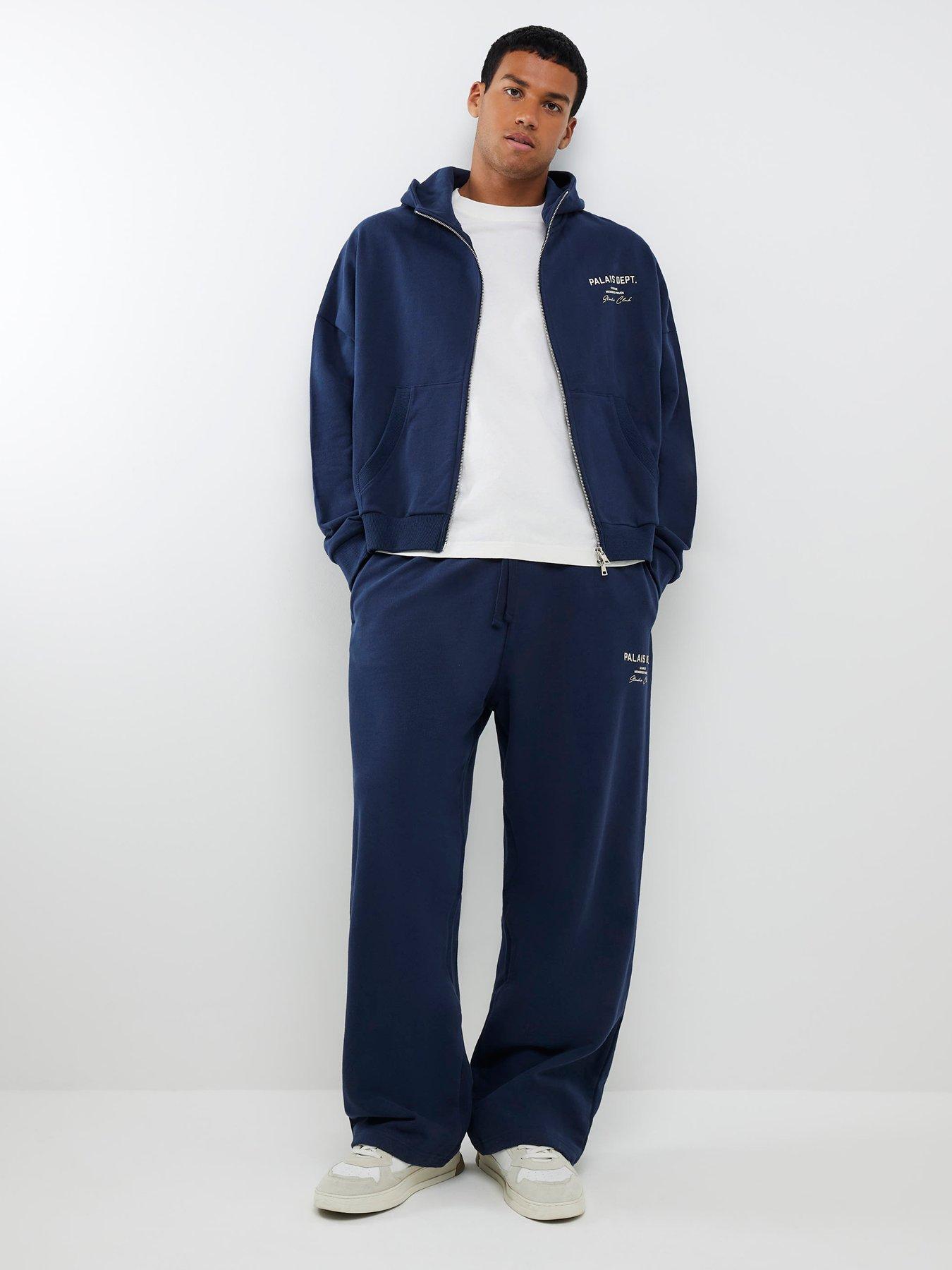 River Island Palais Dept Wide Leg Joggers - Blue