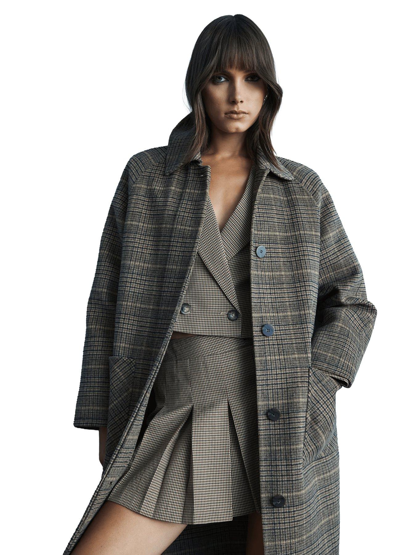 Image 4 of 4 of River Island Dogtooth Buckle Kilted Skort - Brown
