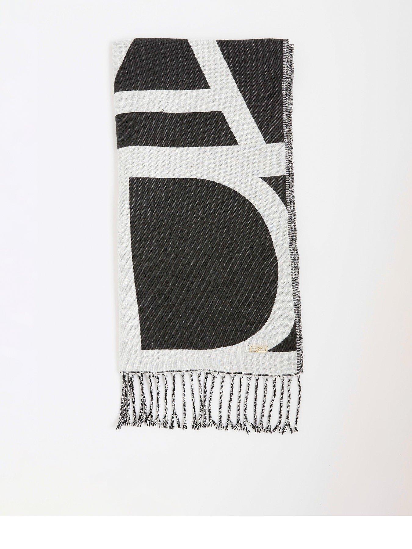 River Island Bold River Island Monogram Scarf - Grey