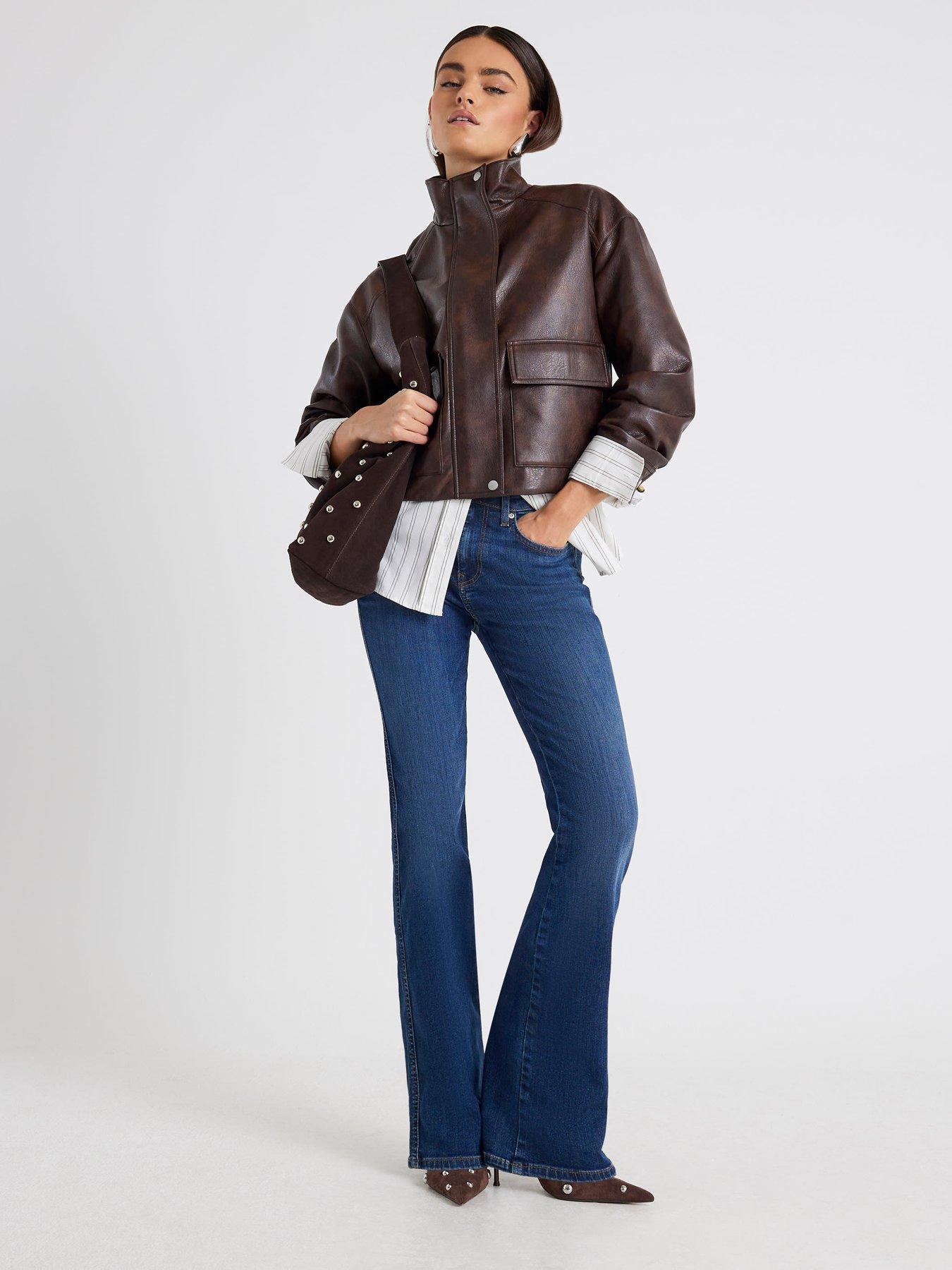 Image 1 of 4 of River Island Mid Rise Bootcut Jeans - Blue