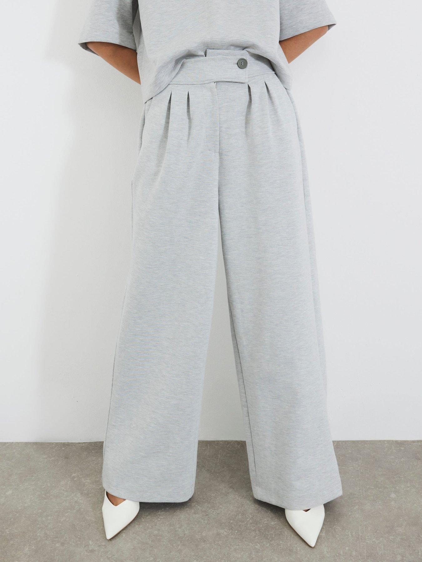 River Island Tailored Wide Leg Trousers - Grey