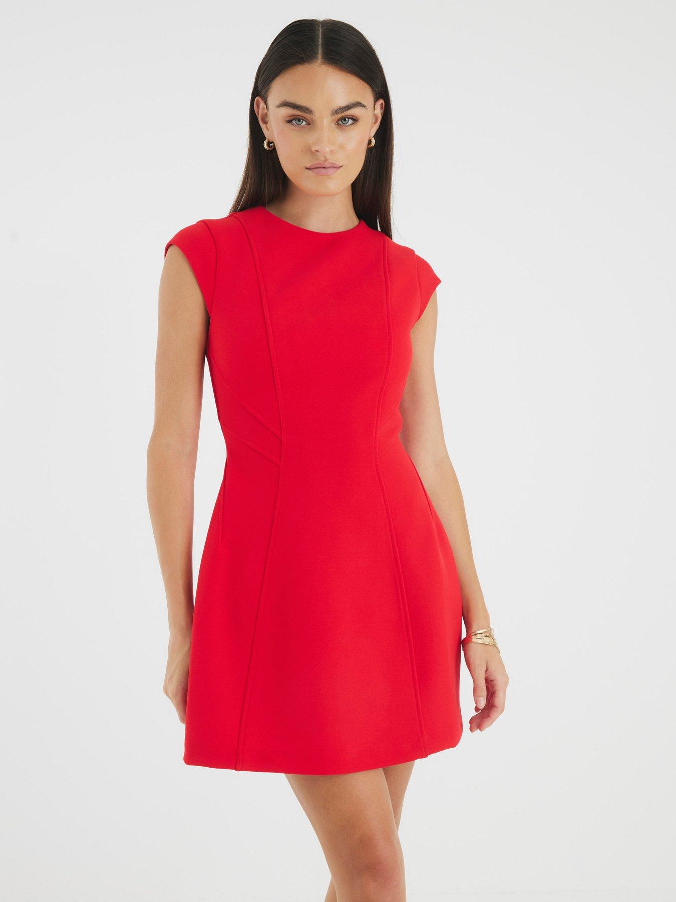 River Island Contoured Cap Sleeve Mini Shift Dress - Red