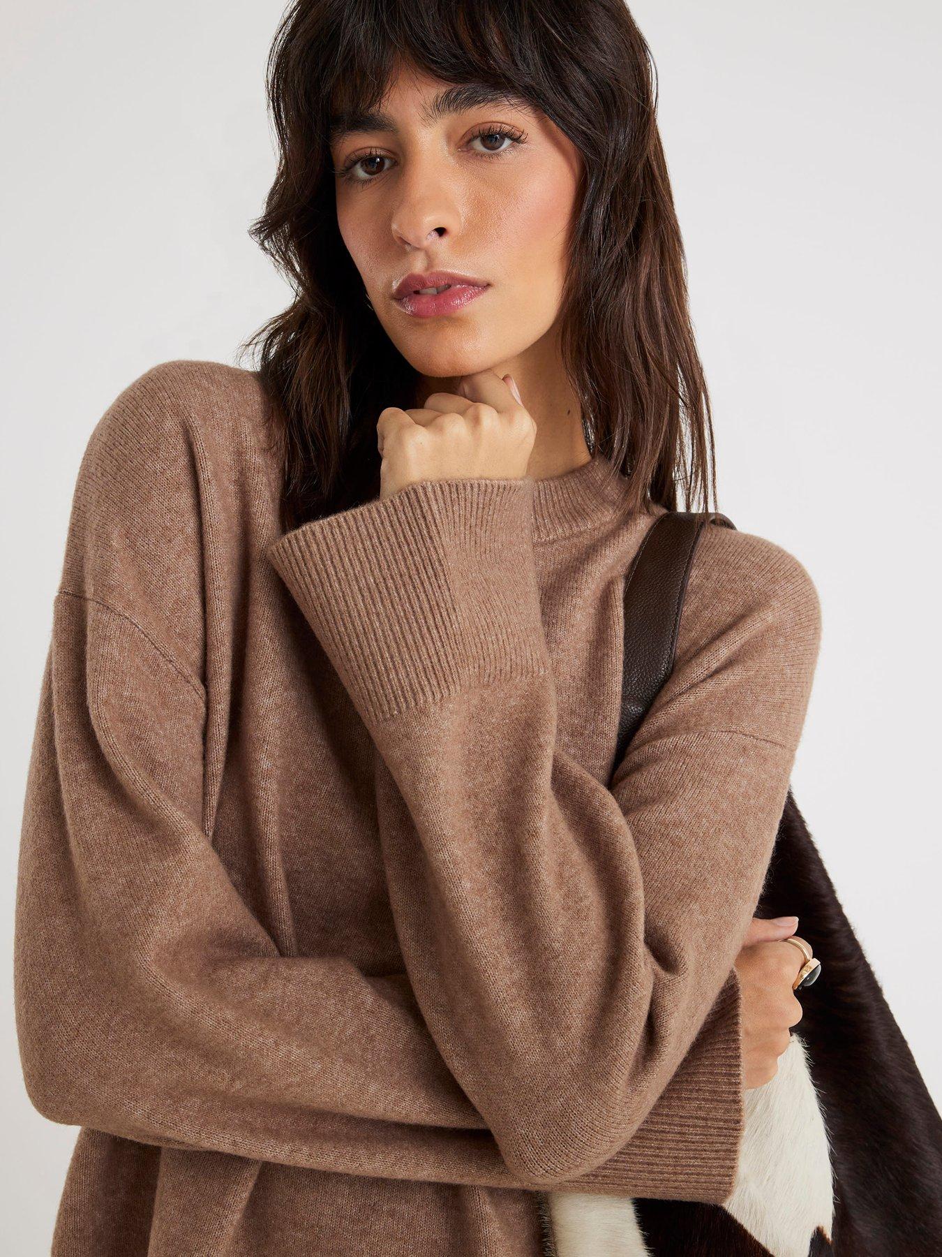Image 4 of 4 of River Island Crew Neck Knitted Jumper - Brown