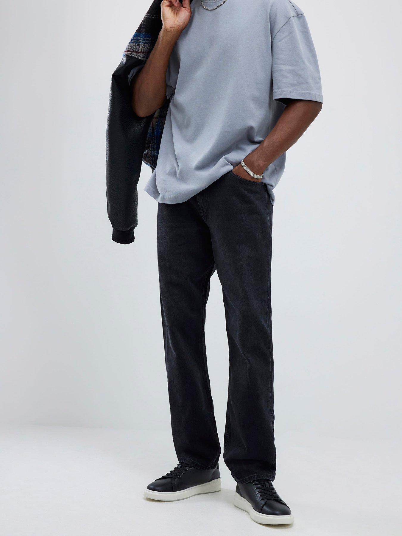 Image 1 of 4 of River Island Washed Straight Leg Jeans - Black