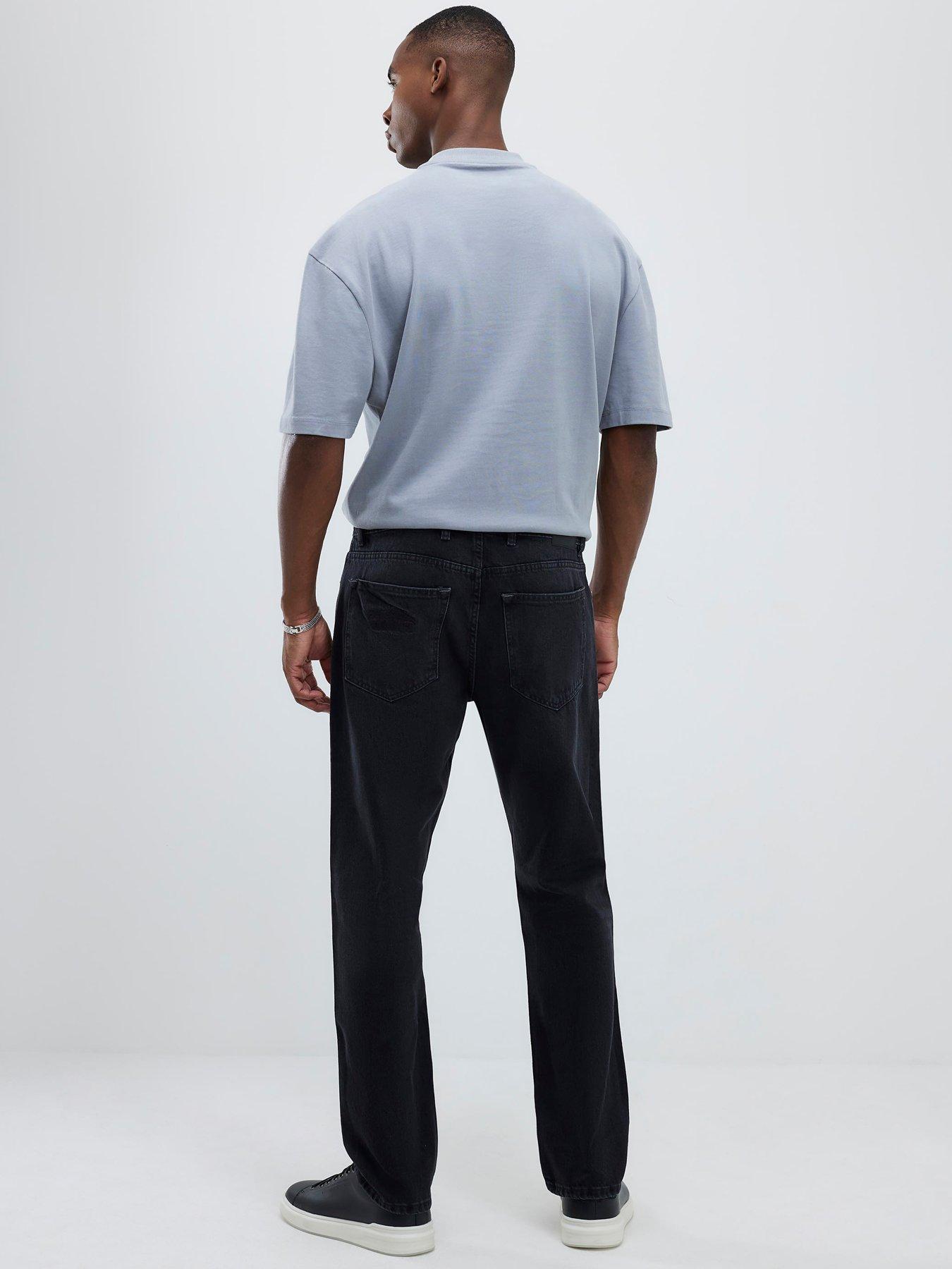 Image 2 of 4 of River Island Washed Straight Leg Jeans - Black