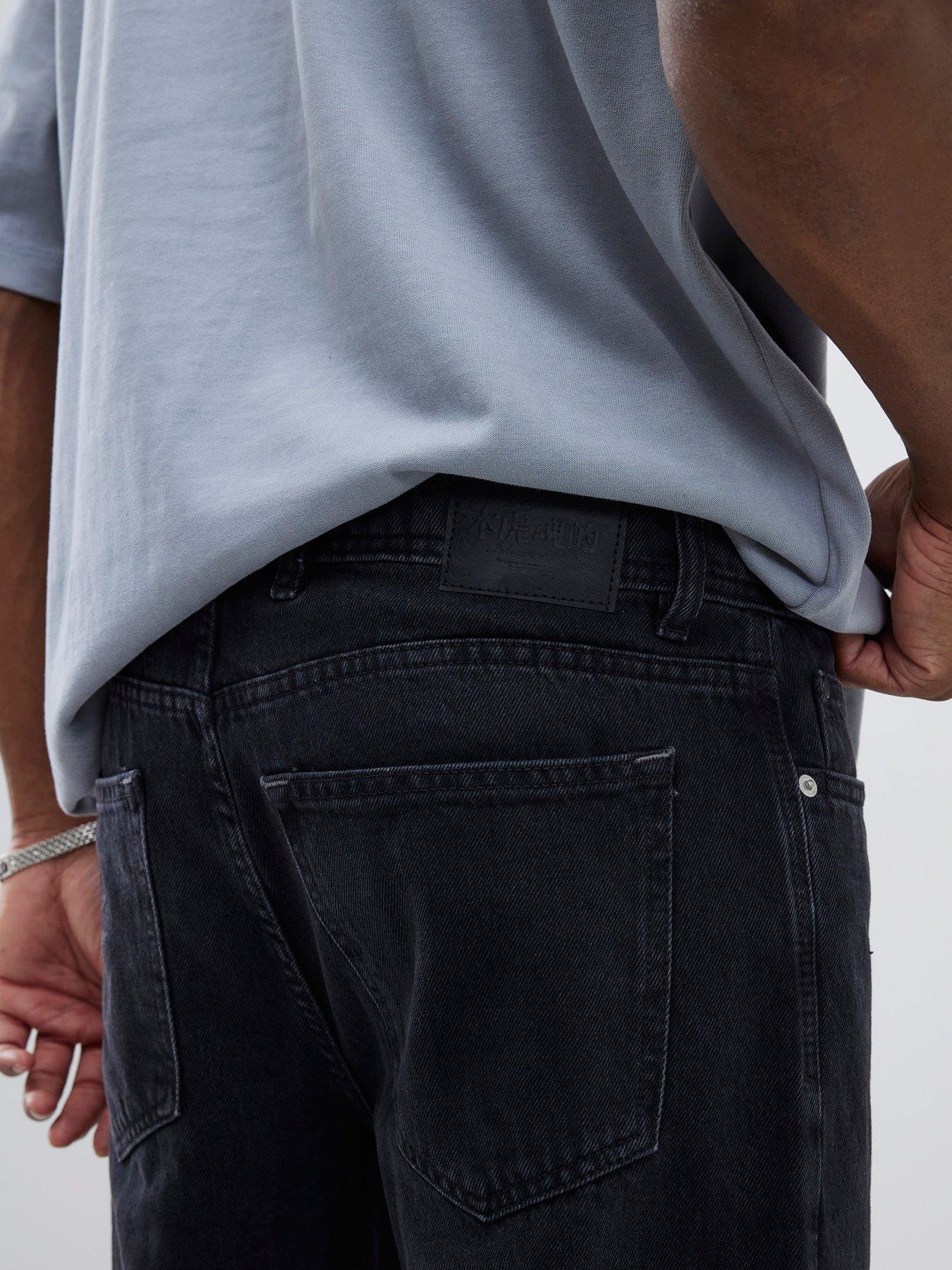 Image 4 of 4 of River Island Washed Straight Leg Jeans - Black