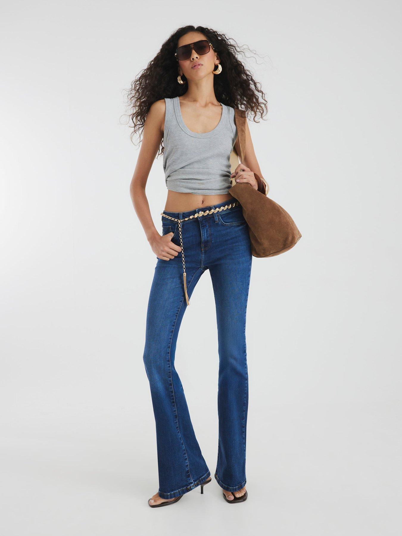 River Island Mid Rise Flared Jeans - Blue