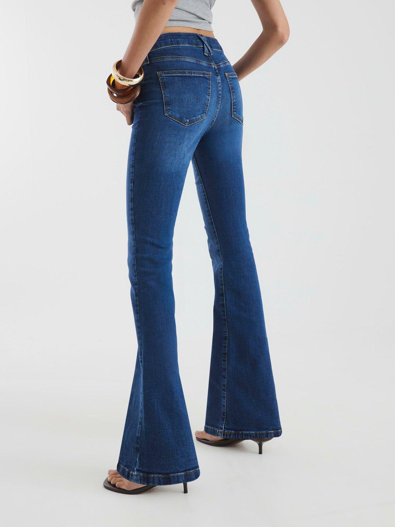 Image 2 of 5 of River Island Mid Rise Flared Jeans - Blue