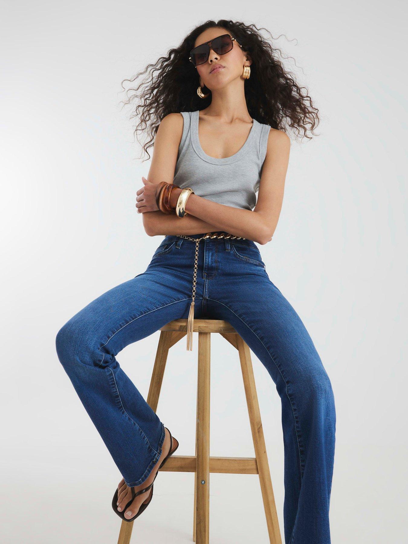 Image 3 of 5 of River Island Mid Rise Flared Jeans - Blue